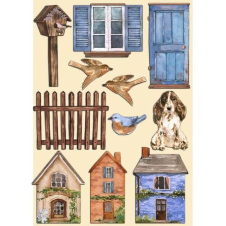Stamperia Fa díszítőelem A5 - Create Happiness Welcome Home Houses/ Stamperia Wooden Shapes (1 ív)