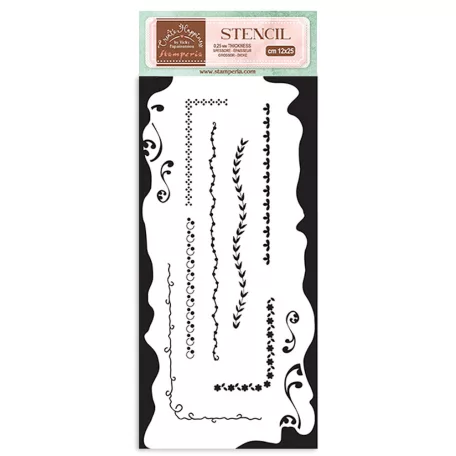 Vastag stencil 12x25 cm, Create Happiness Welcome Home Borders/ Stamperia Thick Stencil  (1 ív)