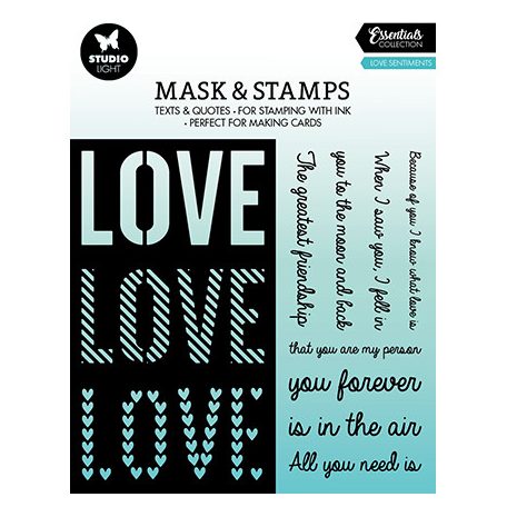 Szilikonbélyegző és stencil , Love sentiments Essentials nr.01 / SL Set Stamp and Mask (1 csomag)