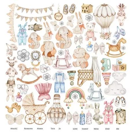 Kivágóív 12" (30 cm), Cute Baby / Alchemy of Art Double-sided paper (1 csomag)