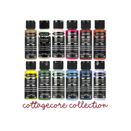 12 db Akrilfesték - selyemfényű 59ml - CottageCore - DecoArt Americana® Multi-Surface Satin (1 csomag)