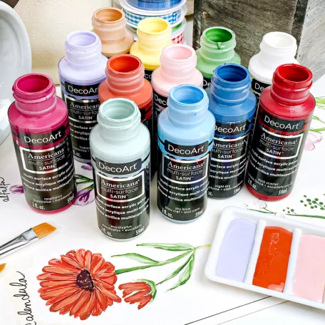 12 db Akrilfesték - selyemfényű 59ml - CottageCore - DecoArt Americana® Multi-Surface Satin (1 csomag)