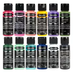   12 db Akrilfesték - selyemfényű 59ml - Modern Floral - DecoArt Americana® Multi-Surface Satin (1 csomag)