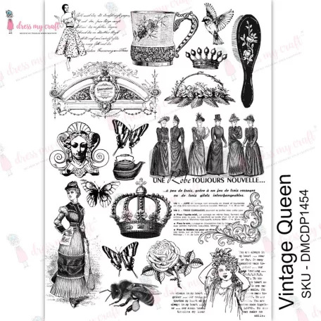 Dress My Craft Transzfer fólia A4 - Vintage Queen - Transfer Me (1 db)