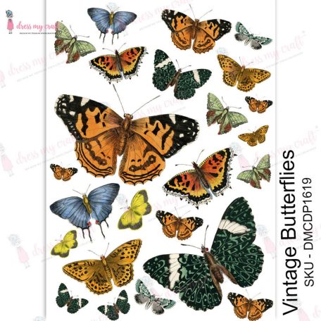 Dress My Craft Transzfer fólia A4 - Vintage Butterflies - Transfer Me (1 db)