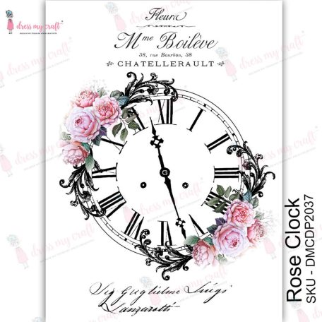 Dress My Craft Transzfer fólia A4 - Rose Clock - Transfer Me (1 db)