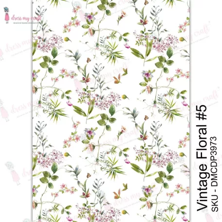 Dress My Craft Transzfer fólia A4 - Vintage Floral #5 - Transfer Me (1 db)