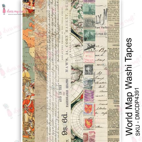 Dress My Craft Transzfer fólia A4 - World Map Washi Tapes - Transfer Me (1 db)