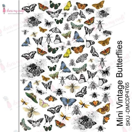 Dress My Craft Transzfer fólia A4 - Mini Vintage Butterflies - Transfer Me (1 db)