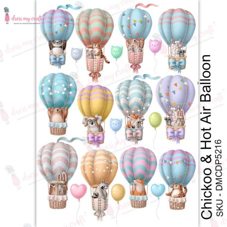 Dress My Craft Transzfer fólia A4 - Chickoo & Hot Air Balloon - Transfer Me (1 db)