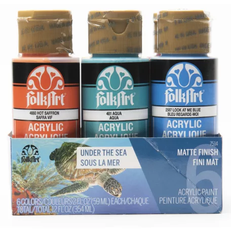 Akrilfesték készlet - matt , Under The Sea / Folkart Acrylic Matte Paint (6 db)