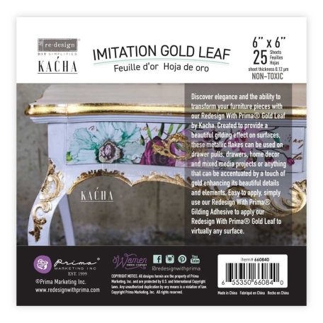 Aranyozó fólia , Kacha / Re-Design with Prima Imitation Gold Leaf (25 db)