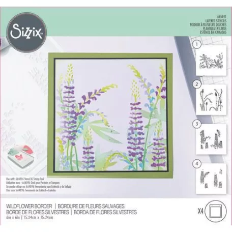 SIZZIX Stencil 665841, Wildflowers  / Sizzix Layered Stencil (1 csomag)