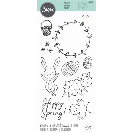 SIZZIX szilikonbélyegző 665829, Spring Essentials  / Sizzix Clear Stamps  (1 csomag)