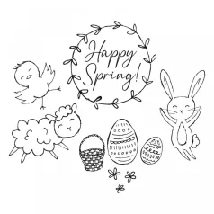   SIZZIX szilikonbélyegző 665829, Spring Essentials  / Sizzix Clear Stamps  (1 csomag)