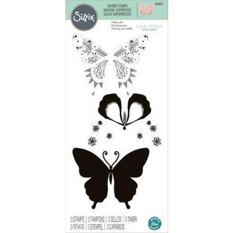 SIZZIX szilikonbélyegző 665833, Decorated Butterfly  / Sizzix Layered Clear Stamps  (1 csomag)