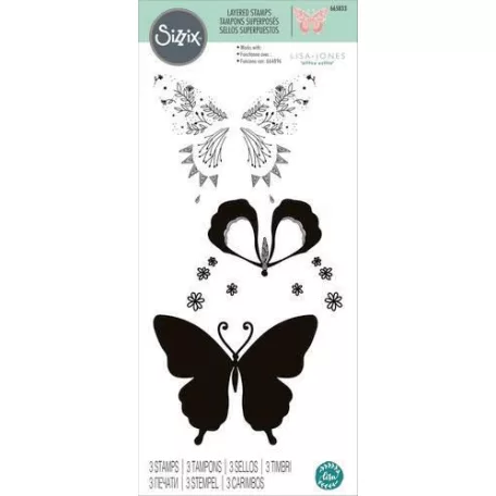 SIZZIX szilikonbélyegző 665833, Decorated Butterfly  / Sizzix Layered Clear Stamps  (1 csomag)