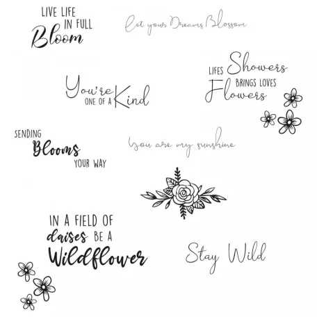 SIZZIX szilikonbélyegző 666145, Spring Bloom Sentiments  / Sizzix Clear Stamps  (1 csomag)