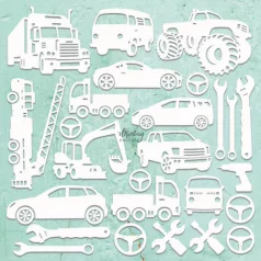   Chipboard 12" (30 cm), Decor - Vehicles Set / Mintay Chippies (1 db)