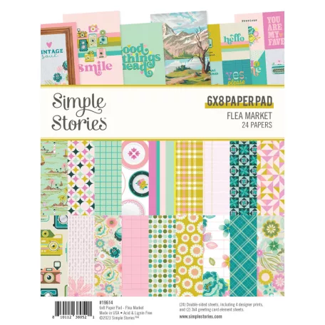 Papírkészlet 6"x8", Paper Pad / Simple Stories Flea Market (24 lap)
