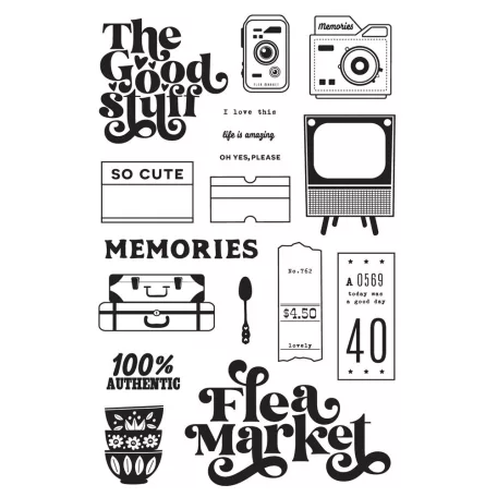 Szilikonbélyegző , Clear Stamps / Simple Stories Flea Market (1 csomag)