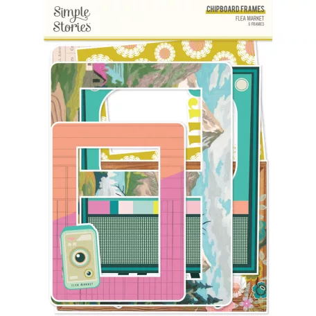 Chipboard , Chipboard Frames / Simple Stories Flea Market (1 csomag)
