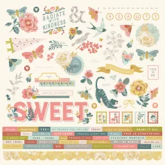   Matrica 12" (30 cm), Cardstock Stickers / Simple Stories Wildflower (1 ív)