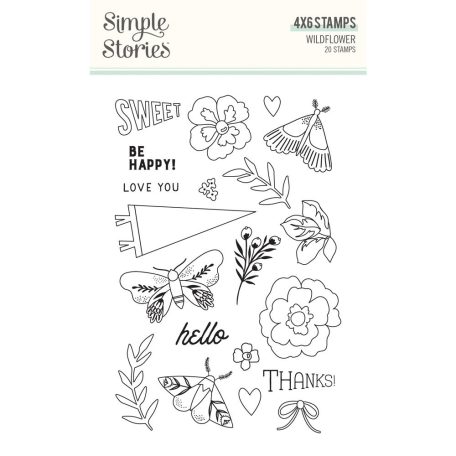 Szilikonbélyegző , Clear Stamps / Simple Stories Wildflower (1 csomag)