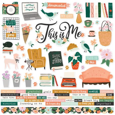 Matrica 12" (30 cm), Cardstock Stickers / Simple Stories My Story (1 ív)