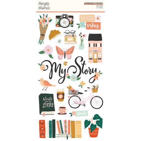 Chipboard 6"X12", Chipboard Stickers / Simple Stories My Story (1 ív)