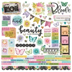   Matrica 12" (30 cm), Cardstock Stickers / Simple Stories Simple Vintage Life in Bloom (1 ív)