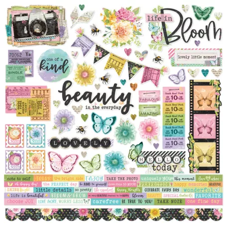 Matrica 12" (30 cm), Cardstock Stickers / Simple Stories Simple Vintage Life in Bloom (1 ív)