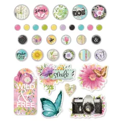   Díszítőelem , Decorative Brads / Simple Stories Simple Vintage Life in Bloom (1 csomag)