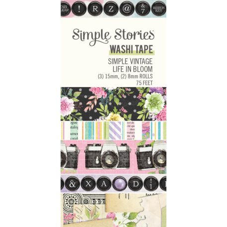 Dekorációs ragasztószalag , Washi Tape / Simple Stories Simple Vintage Life in Bloom (5 db)