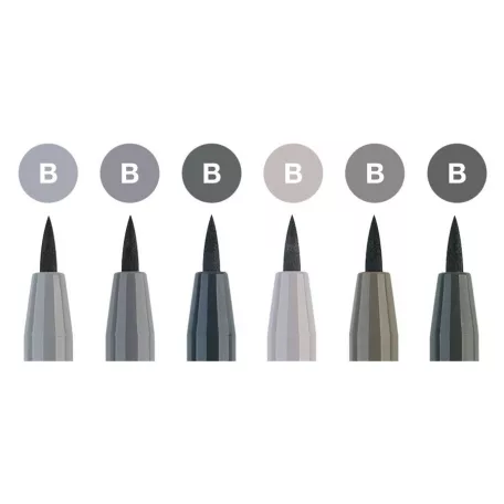 Faber-Castell PITT ecsetfilc készlet, Shades of Grey / Pitt Artist Pen Brush (6 db)