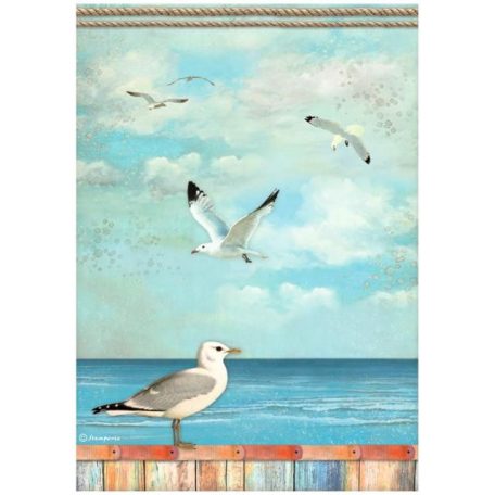 Rizspapír A4, Blue Dream Seagulls/ Stamperia Rice Paper (1 ív)