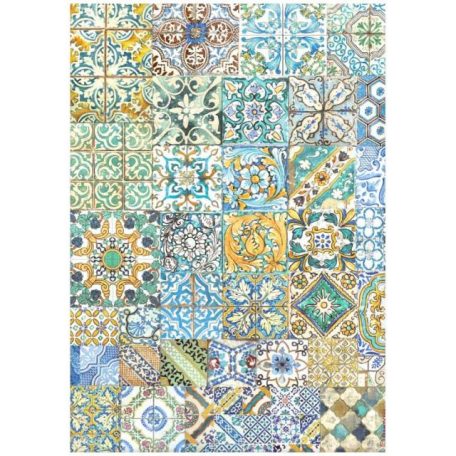 Rizspapír A4, Blue Dream Tiles/ Stamperia Rice Paper (1 ív)