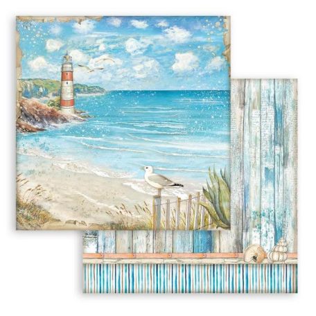 Scrapbook papír 12" (30 cm), Blue Dream Lighthouse/ Stamperia Paper Sheets (1 ív)