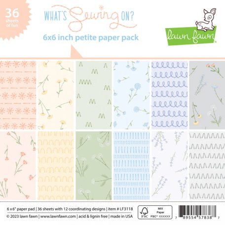 Papírkészlet 6" (15 cm), what's sewing on? / Lawn Fawn Single-Sided Petite Paper Pack (36 lap)