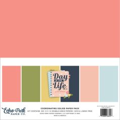   Echo Park Papírkészlet 12" (30 cm), Coordinating Solids Paper Pack - Day In The Life No. 2 (6 lap)