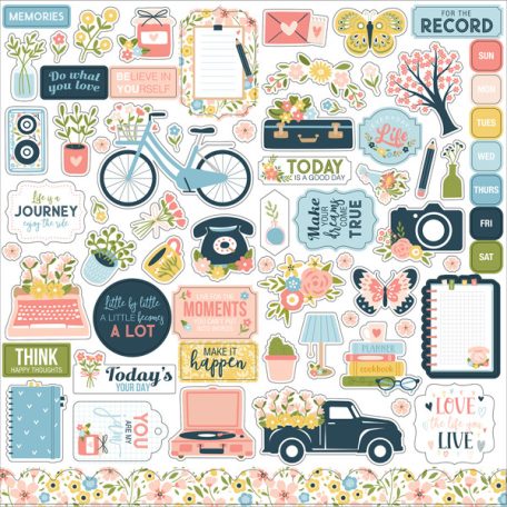 Echo Park Matrica 12" (30 cm), Cardstock Stickers - Day In The Life No. 2 (1 ív)