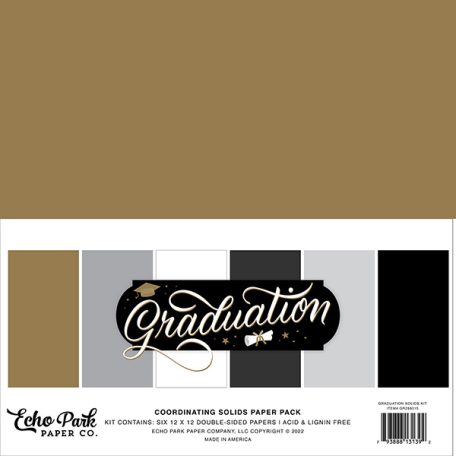 Echo Park Papírkészlet 12" (30 cm), Coordinating Solids Paper Pack - Graduation (6 lap)
