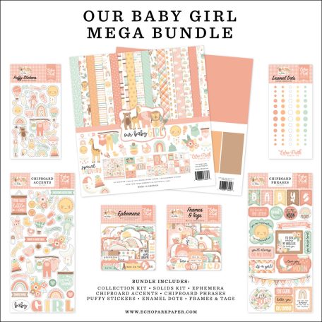 Echo Park Scrapbook alkotócsomag 12" (30 cm),Mega Bundle - Our Baby Girl (1 csomag)