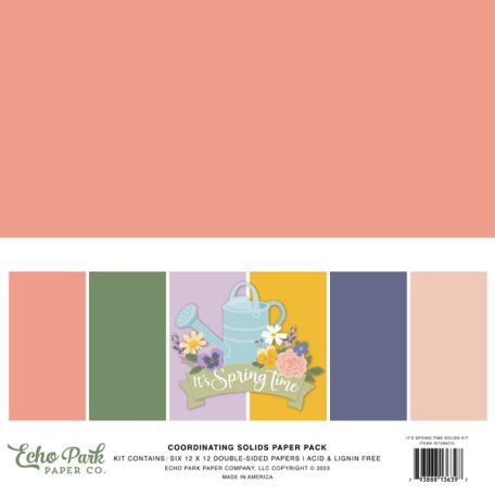 Echo Park Papírkészlet 12" (30 cm), Coordinating Solids Paper Pack - It's Spring Time (6 lap)