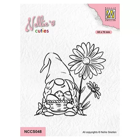 Nellie's Choice Szilikonbélyegző - Easter Gnom with Flowers - Clear Stamps (1 csomag)