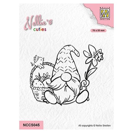 Nellie's Choice Szilikonbélyegző - Gnom with Easter Basket - Clear Stamps (1 csomag)