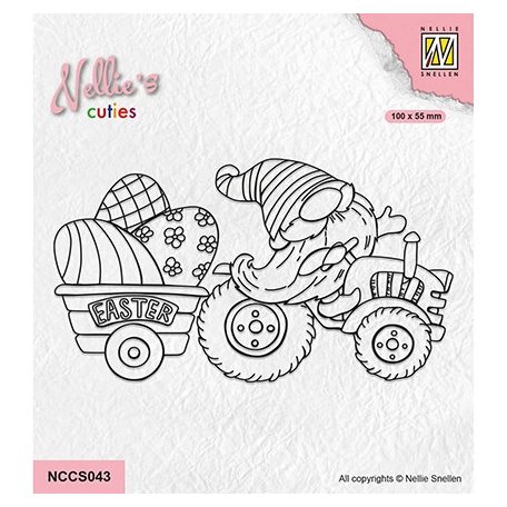 Nellie's Choice Szilikonbélyegző - Easter Gnom on Tractor - Clear Stamps (1 csomag)