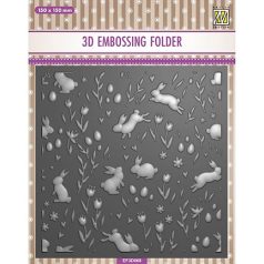   Nellie's Choice Domborító mappa - Background Rabbits and Tulips - 3D Embossing Folders (1 db)