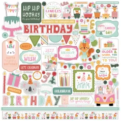   Echo Park Matrica 12" (30 cm) -  Cardstock Stickers - Elements - A Birthday Wish Girl (1 ív)