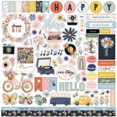 Carta Bella Matrica 12" (30 cm) - Cardstock Stickers - Elements - Here There And Everywhere (1 ív)